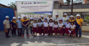 Students from Panghulo ES celebrate the groundbreaking for the new school building.