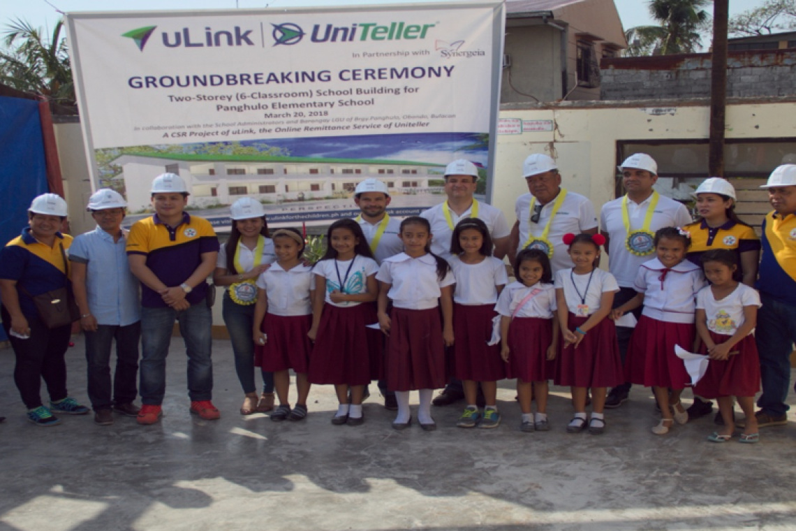 Students from Panghulo ES celebrate the groundbreaking for the new school building.